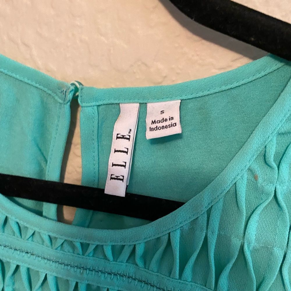 Elle EASTER / SPRING TOP 💐 kohls Mint Green sleeveless work office blouse small - Picture 5 of 5